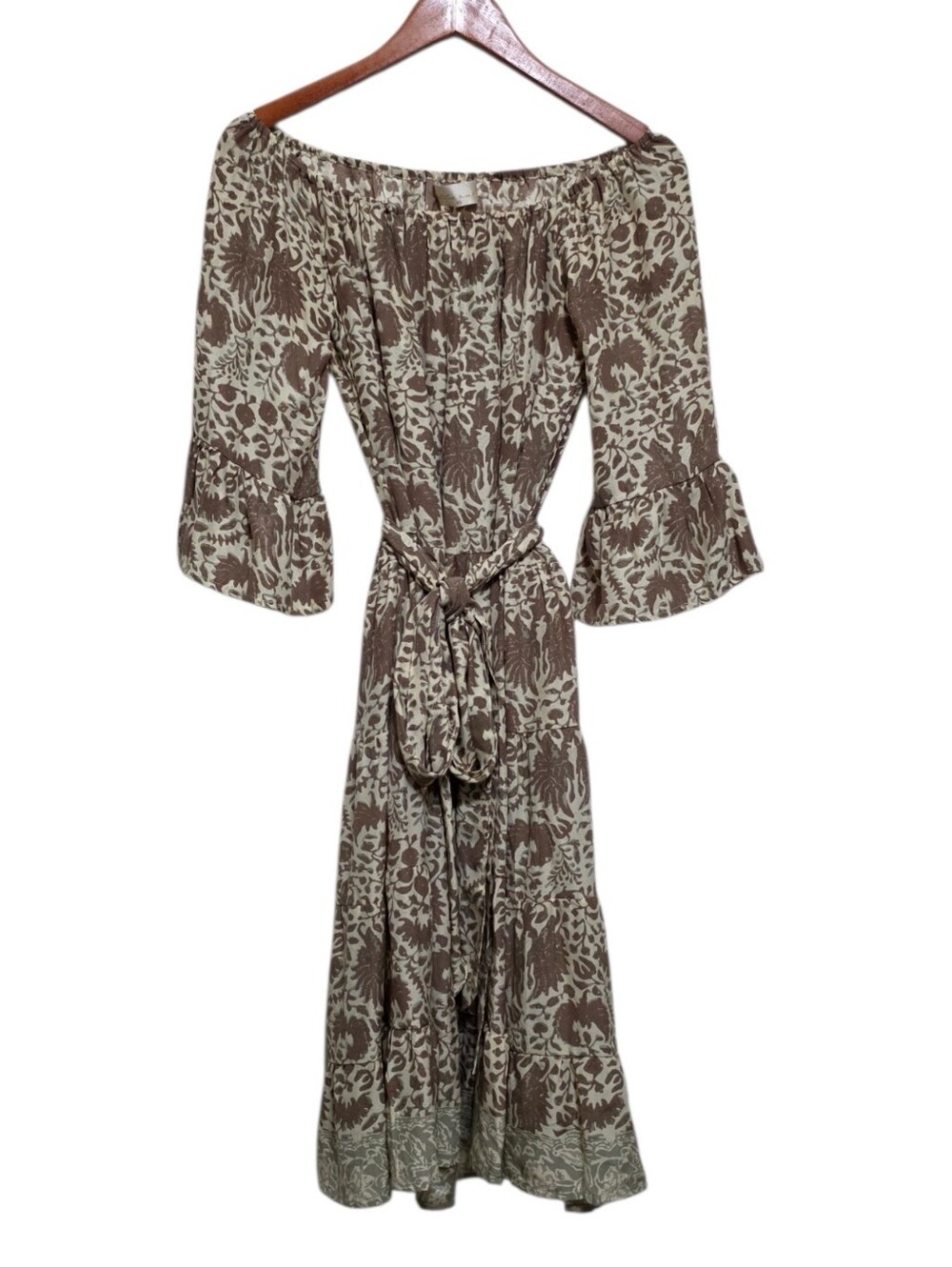 Natalie Martin Mesa Dress in Cream/Brown Floral Size XS